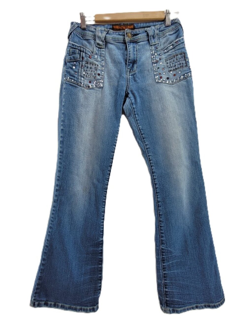 Vanilla Star Flare Jeans Women's Size 27/9 Pocket Flap Boot Cut Light Wash Y2K